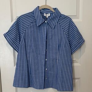 Entro Blue and White Striped Blouse